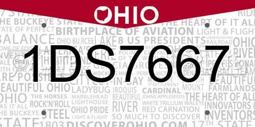 1DS7667 Ohio License Plate