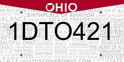 1DTO421 Ohio License Plate