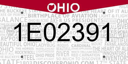1E02391 Ohio License Plate