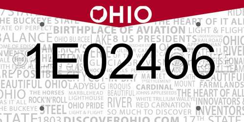 1E02466 Ohio License Plate