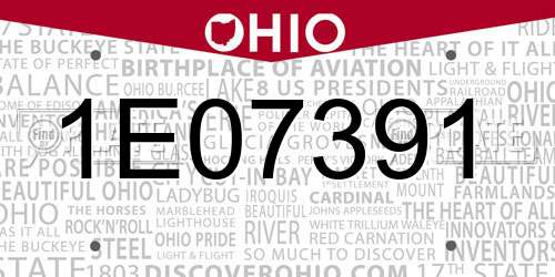 1E07391 Ohio License Plate