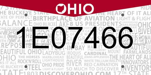 1E07466 Ohio License Plate