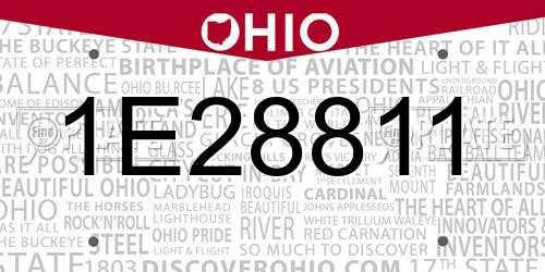 1E28811 Ohio License Plate