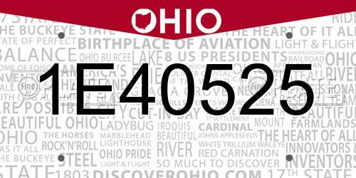 1E40525 Ohio License Plate