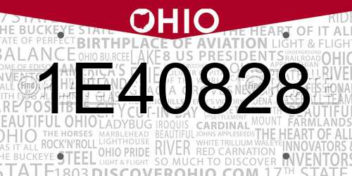 1E40828 Ohio License Plate