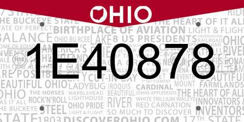 1E40878 Ohio License Plate