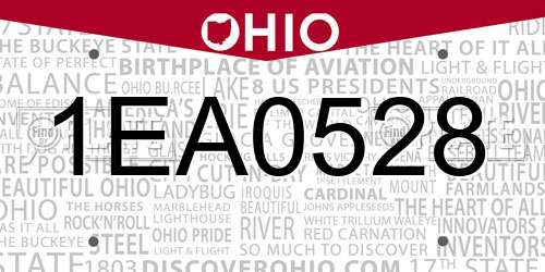 1EA0528 Ohio License Plate