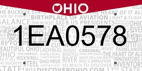 1EA0578 Ohio License Plate