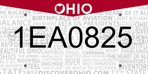 1EA0825 Ohio License Plate