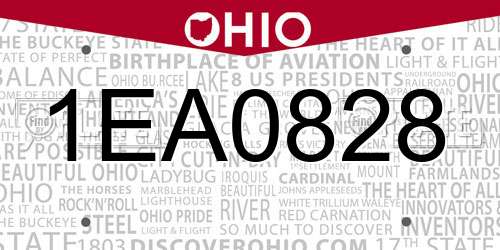 1EA0828 Ohio License Plate