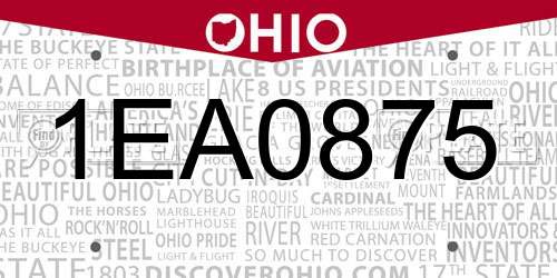 1EA0875 Ohio License Plate