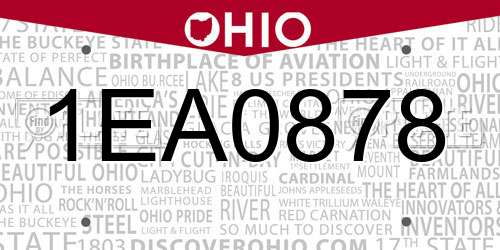 1EA0878 Ohio License Plate