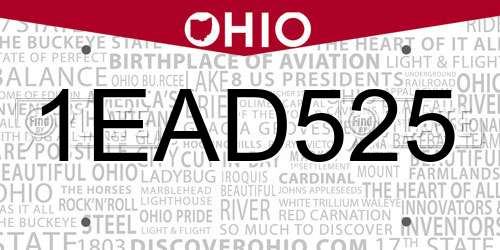 1EAD525 Ohio License Plate