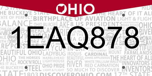 1EAQ878 Ohio License Plate