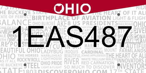 1EAS487 Ohio License Plate