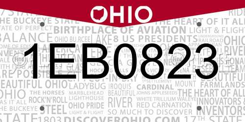 1EB0823 Ohio License Plate