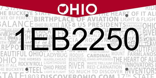 1EB2250 Ohio License Plate