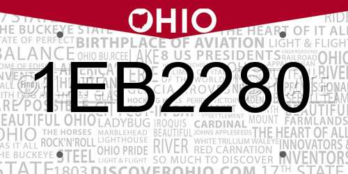 1EB2280 Ohio License Plate