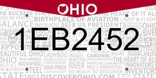 1EB2452 Ohio License Plate