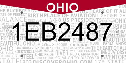 1EB2487 Ohio License Plate