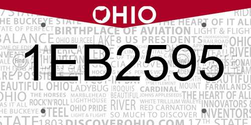 1EB2595 Ohio License Plate