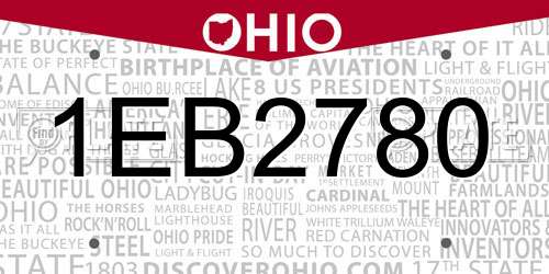 1EB2780 Ohio License Plate