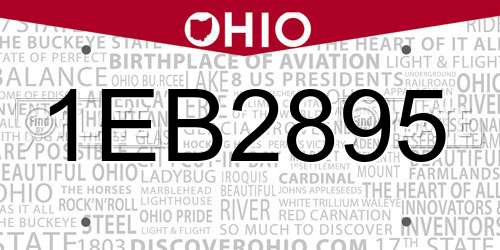 1EB2895 Ohio License Plate