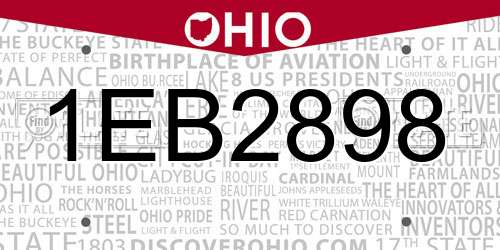 1EB2898 Ohio License Plate