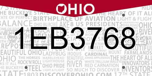 1EB3768 Ohio License Plate