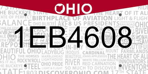 1EB4608 Ohio License Plate