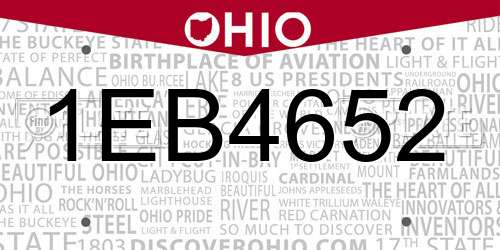 1EB4652 Ohio License Plate