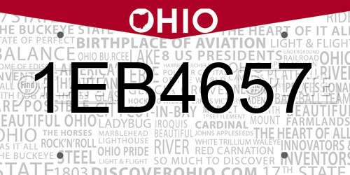 1EB4657 Ohio License Plate