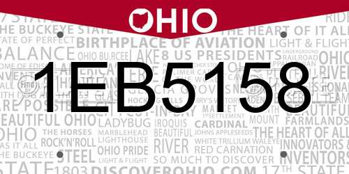 1EB5158 Ohio License Plate