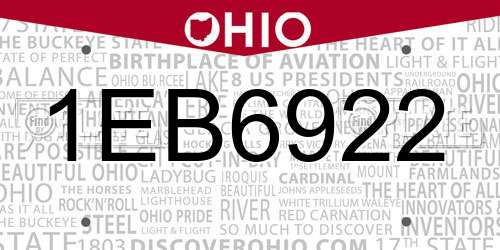 1EB6922 Ohio License Plate
