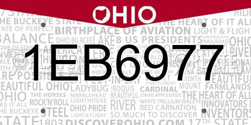 1EB6977 Ohio License Plate