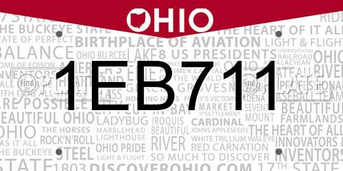 1EB711 Ohio License Plate
