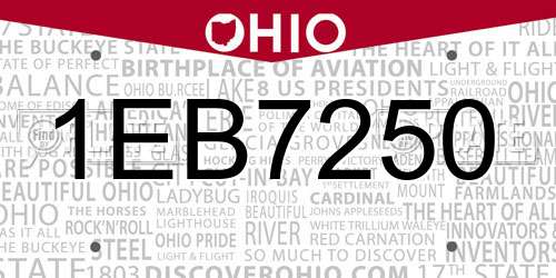 1EB7250 Ohio License Plate