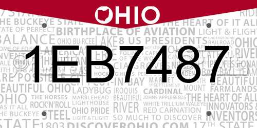1EB7487 Ohio License Plate