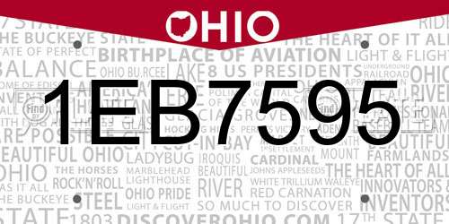 1EB7595 Ohio License Plate