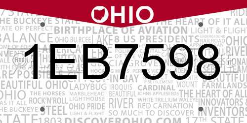 1EB7598 Ohio License Plate