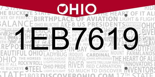 1EB7619 Ohio License Plate