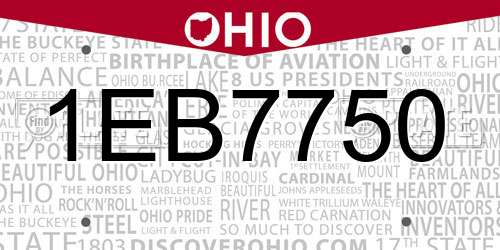 1EB7750 Ohio License Plate