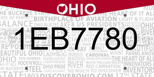 1EB7780 Ohio License Plate
