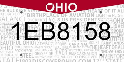1EB8158 Ohio License Plate