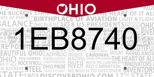 1EB8740 Ohio License Plate