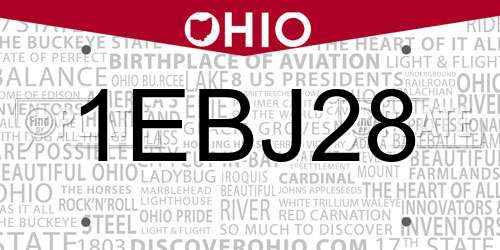1EBJ28 Ohio License Plate