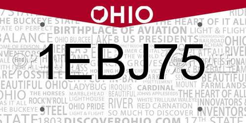 1EBJ75 Ohio License Plate