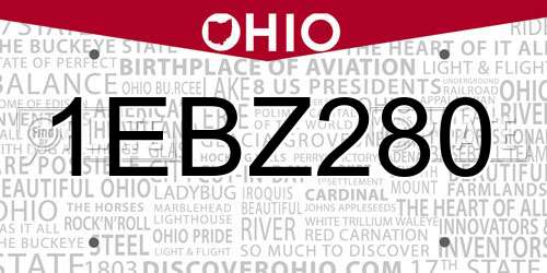 1EBZ280 Ohio License Plate