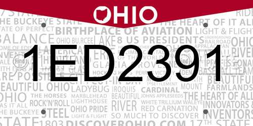 1ED2391 Ohio License Plate