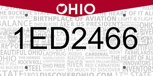 1ED2466 Ohio License Plate